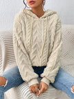 Teddy Hoodie Women Textured Relaxed Fit Drawstring