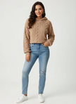 Teddy Hoodie Women Textured Relaxed Fit Drawstring