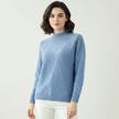 High-Neck Sweater Women, Soft Fine Knit with Ribbed Finish