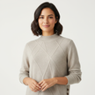 High-Neck Sweater Women, Soft Fine Knit with Ribbed Finish