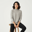 High-Neck Sweater Women, Soft Fine Knit with Ribbed Finish
