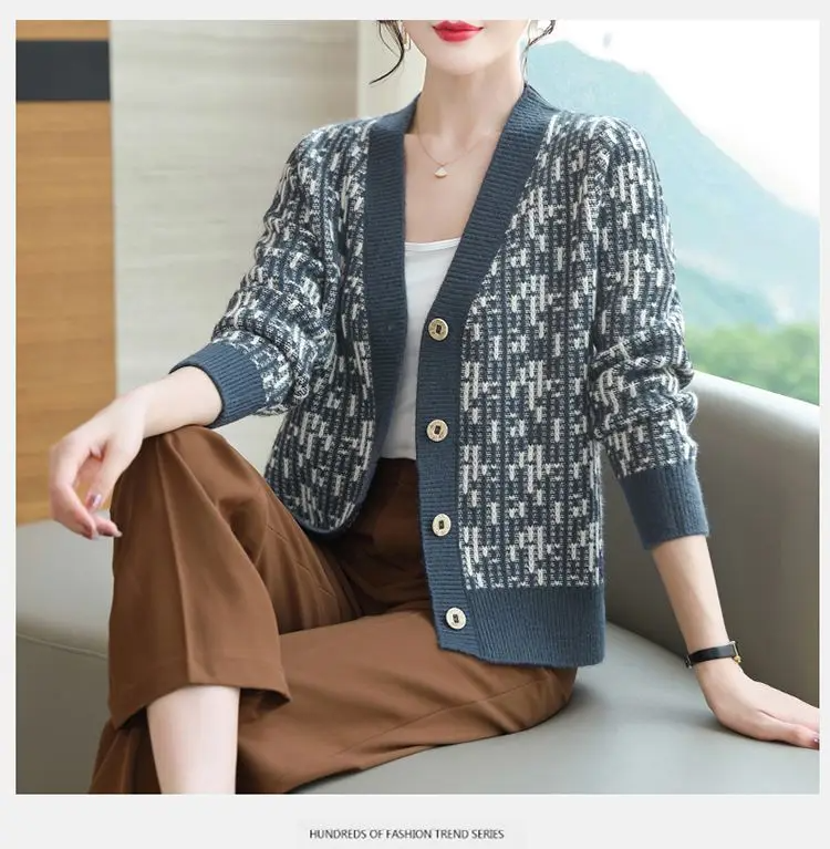 Knit Cardigan Women V-Neck Button-Front Soft Layering