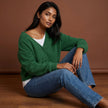 Knit Cardigan Women V-Neck Button Front Relaxed Fit