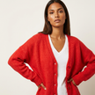 Knit Cardigan Women V-Neck Button Front Relaxed Fit