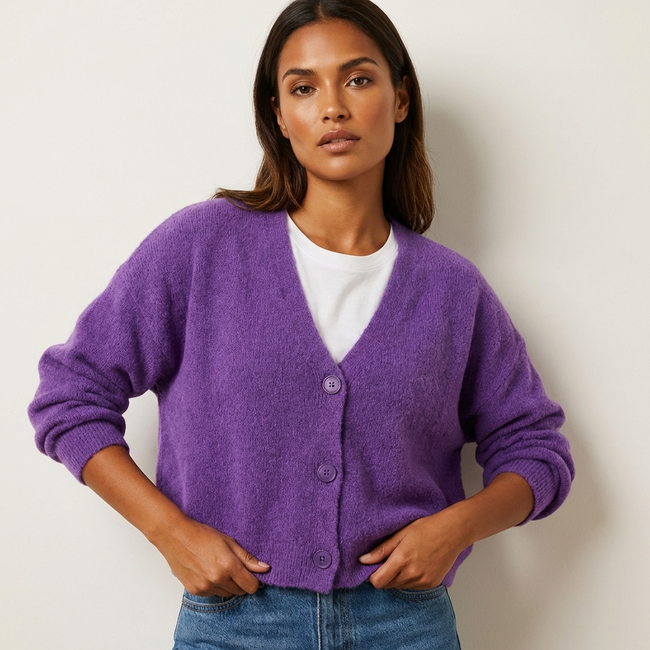 Gabriella | Women's V-Neck Button-Front Cardigan Knit Sweater with Soft Cozy Long-Sleeve