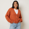 Knit Cardigan Women V-Neck Button Front Relaxed Fit