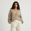 V-Neck Fluffy Knit Cardigan Women Relaxed Fit