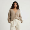 V-Neck Fluffy Knit Cardigan Women Relaxed Fit
