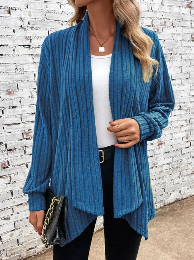 Rib-Knit Cardigan Women Open Front Relaxed Fit