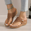 FJØRNA women's orthopedic heeled sandals with wedge heel, adjustable strap, arch support, and soft, slip-resistant sole.