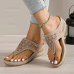 FJØRNA women's orthopedic heeled sandals with adjustable straps, wedge heel, arch support, soft leather, and anti-slip sole.