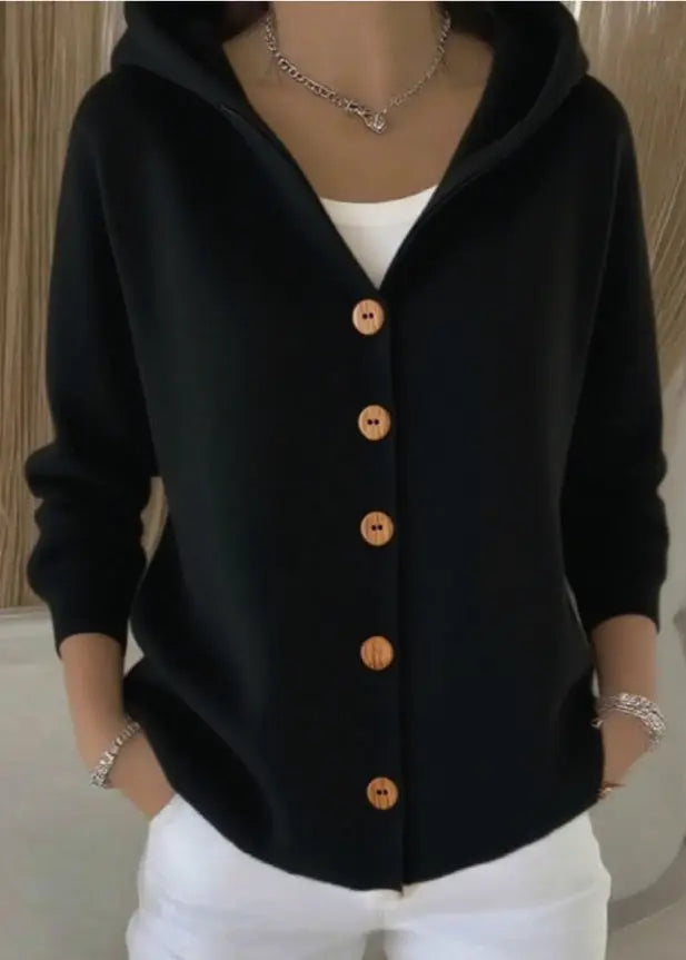 Abigail | Women's Hooded Button Front Cardigan with Cozy Classic for Layering