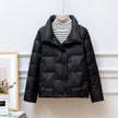 Quilted Jacket Women High Collar Button Front Cropped