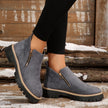 Ankle Boots Leopard Print Suede Lug Sole Chunky Side Zip Winter Boots | Nina