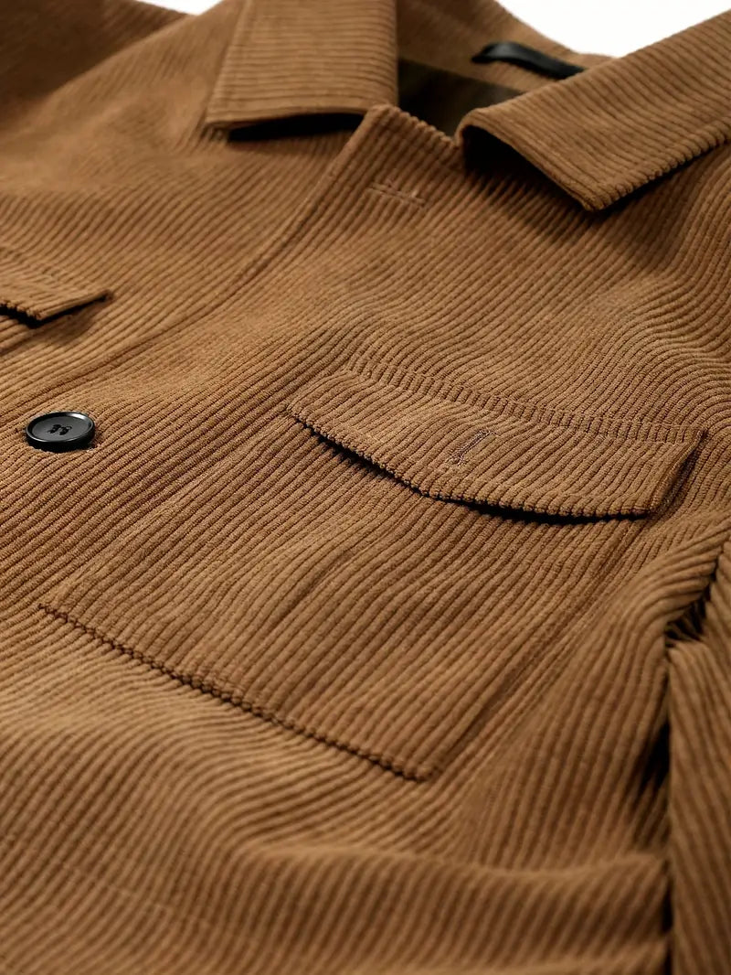 Field Jacket Men Slim Fit Lapel Collar Button Front All Season