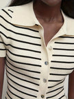 Polo Cardigan Women Lightweight Button Front Beige Black