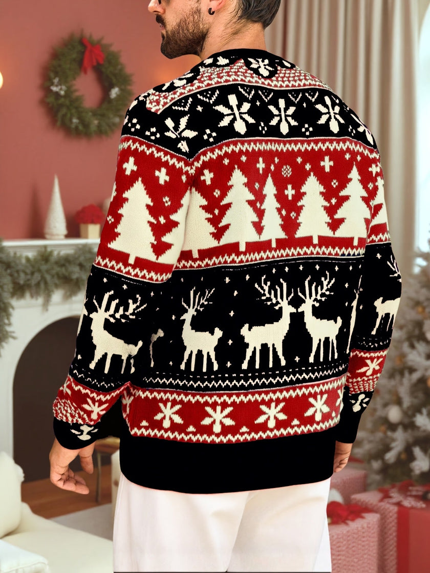 Fair Isle Christmas Sweater Reindeer Thick Knit Nordic Holiday Jumper | Sheila