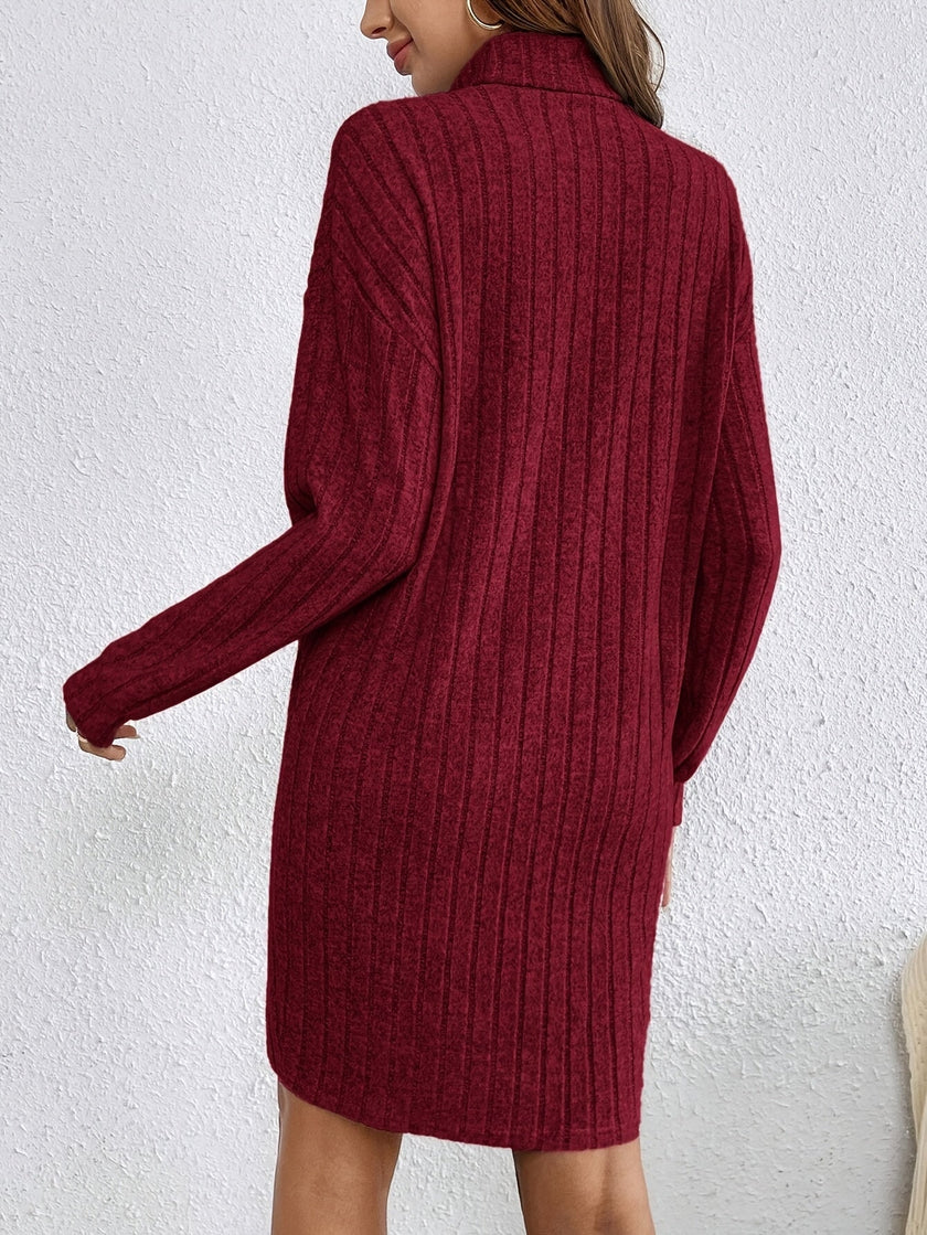 Wivi | Women's Ribbed Turtleneck Sweater Dress