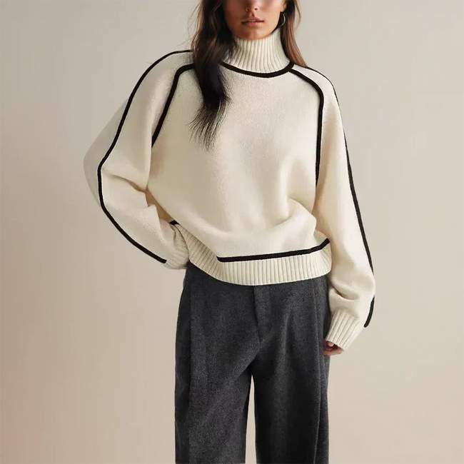 Hayden Martha | Women's Tailored Slim-Fit Knit Turtleneck Sweater Pullover with Roll-Neck Elegant for Winter