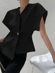 Blouse Women V-Neck Button Front Long Sleeve Woven