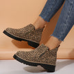 Ankle Boots Leopard Print Suede Lug Sole Chunky Side Zip Winter Boots | Nina