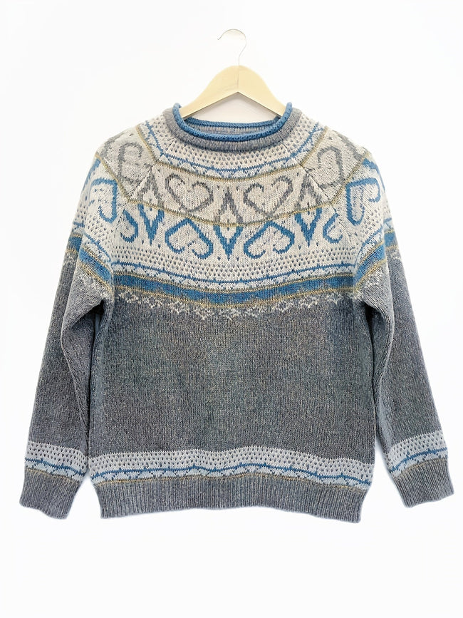 Luxe | Women's Vintage Knit Nordic Sweater Pullover with Geometric Elegant for Winter
