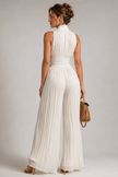 Pleated Jumpsuit Women Halter Neck High Waist Wide Leg