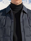 Winter Jacket Men Wool-Lined Lapel Collar Single-Breasted Nylon Blend