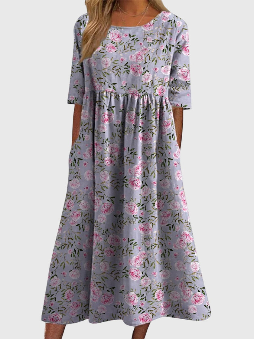 Djala | Women's Flowy Relaxed-Fit Dress with Delicate Embroidery