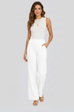 FJØRNA women's high-rise wide-leg summer trousers with pockets, breathable lightweight fabric, perfect for warm weather.