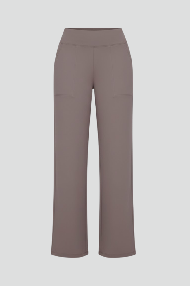 FJØRNA women's lightweight high-waist wide-leg summer trousers with pockets, breathable and stylish for warm weather.