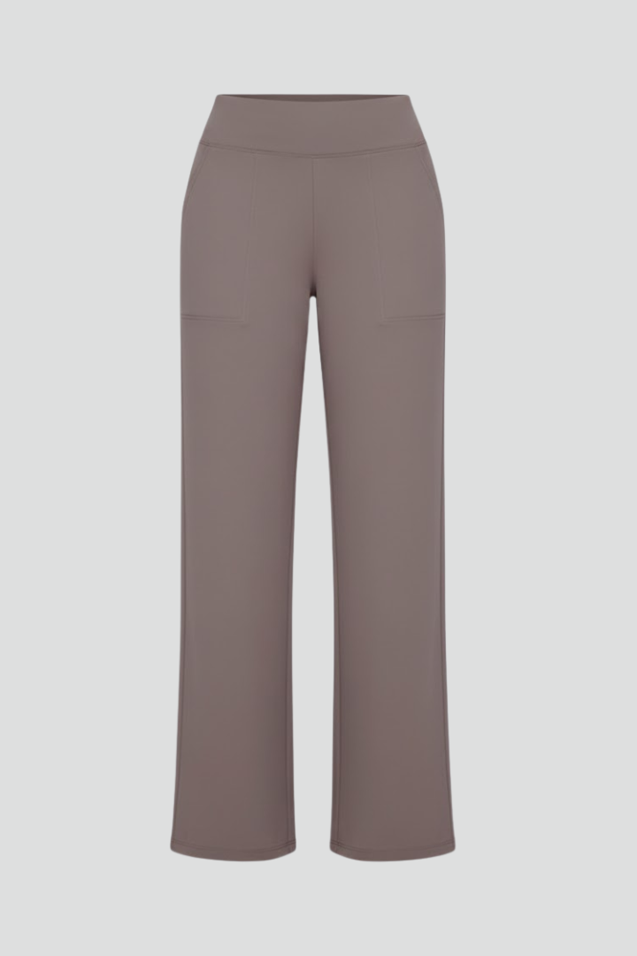 FJØRNA women's lightweight high-waist wide-leg summer trousers with pockets, breathable and stylish for warm weather.