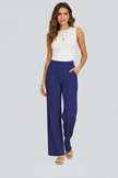 FJØRNA women's high-rise wide-leg summer trousers with pockets, lightweight and breathable for comfortable warm-weather wear.