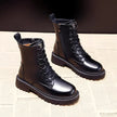Iris | Women's Black Leather Lace Up Zip Winter Boots with Comfortable