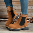 Malin | Women's Suede Round-Toe Platform Chunky Chelsea Boots