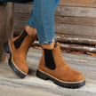 Malin | Women's Suede Round-Toe Platform Chunky Chelsea Boots