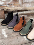 Malin | Women's Suede Round-Toe Platform Chunky Chelsea Boots