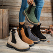 Malin | Women's Suede Round-Toe Platform Chunky Chelsea Boots