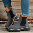 Malin | Women's Suede Round-Toe Platform Chunky Chelsea Boots