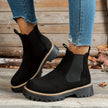 Malin | Women's Suede Round-Toe Platform Chunky Chelsea Boots