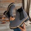 Malin | Women's Suede Round-Toe Platform Chunky Chelsea Boots