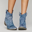 Saskia | Women's Suede Ankle Western Block Heel Boots with Comfortable Casual
