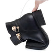 Freya | Women's Ankle Zip Block Heel Black Boots with Comfortable Casual