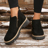 Fleur | Women's Suede Ankle Zip Lug Sole Boots with Comfortable Casual
