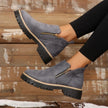 Fleur | Women's Suede Ankle Zip Lug Sole Boots with Comfortable Casual