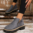 Fleur | Women's Suede Ankle Zip Lug Sole Boots with Comfortable Casual