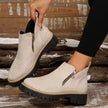 Fleur | Women's Suede Ankle Zip Lug Sole Boots with Comfortable Casual