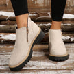 Fleur | Women's Suede Ankle Zip Lug Sole Boots with Comfortable Casual