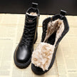 Sasha | Women's Black Leather Lace Up Ankle Boots with Platform Chunky