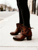Dana | Women's Brown Lace Up Block Heel Ankle Boots with Chunky Leather